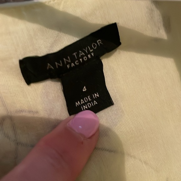 Ann Taylor Factory floral dress lemon/grey long sleeve mini - Picture 3 of 7